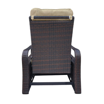 Khaki Patio Recliner Lounge Chair - Outdoor Wicker Set