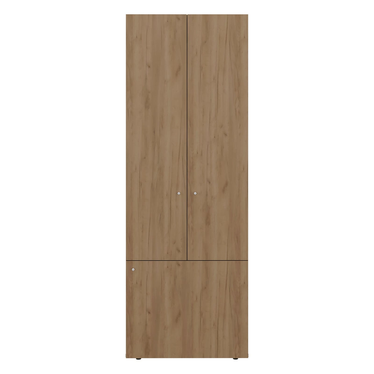 3-Door Natural Oak Tall Wardrobe Cabinet - 66.9" Wide for Bedroom