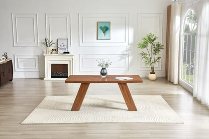 71" Walnut Wood Grain Dining Table - Seats 6-8 for Dining Room