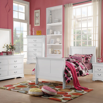 Full White Sleigh Bed Frame - Traditional Style for Bedroom