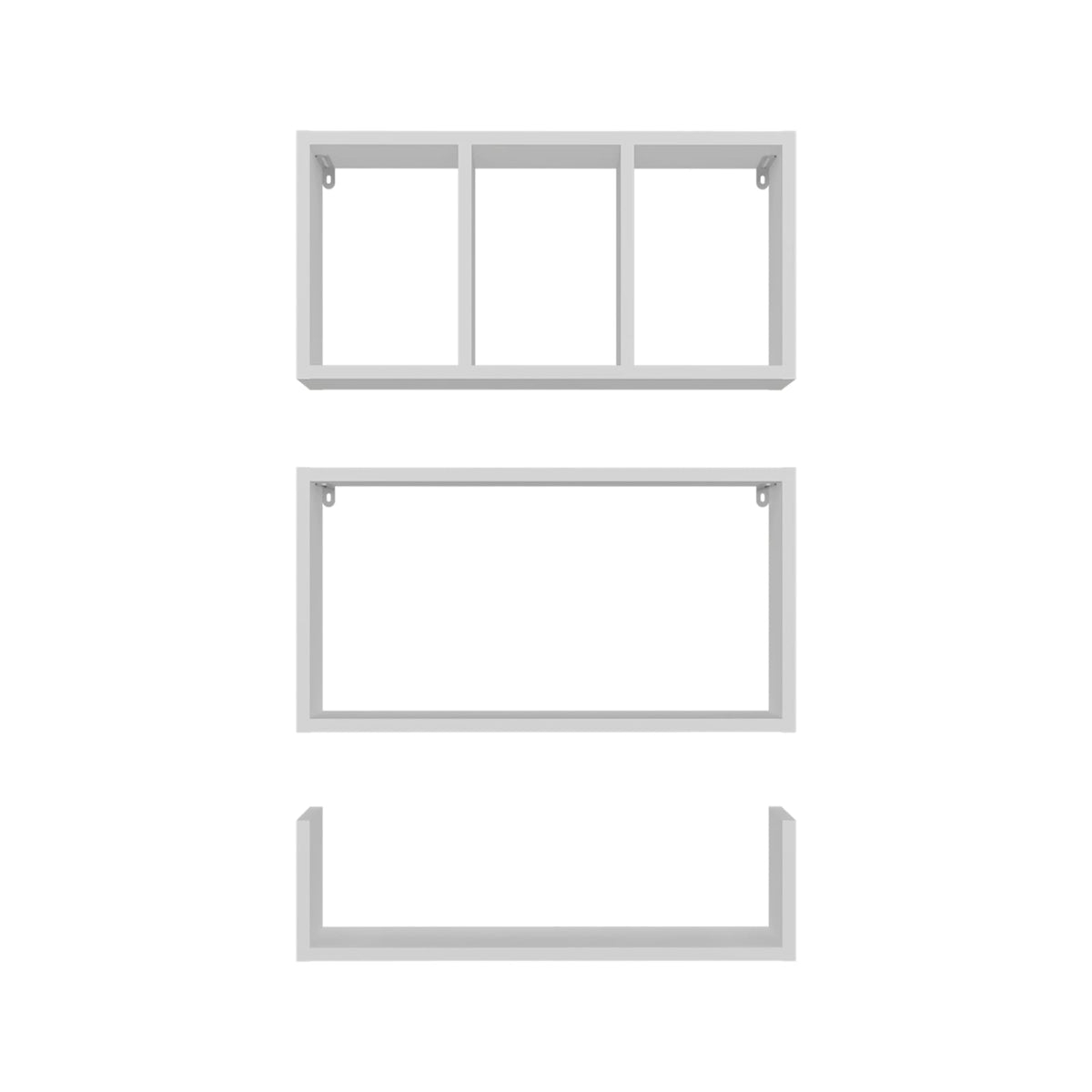 3 White Floating Shelves - Modern Wall Mounted Display for Living Room