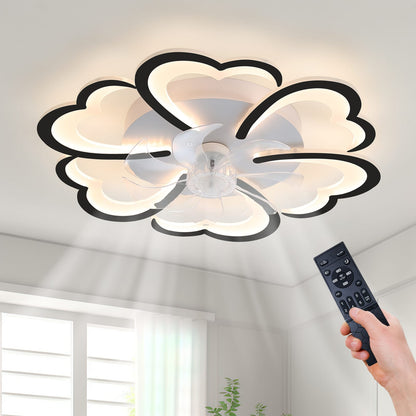 Black Acrylic Ceiling Fan with Lights - 26.7 Inch Modern Bedroom Fan