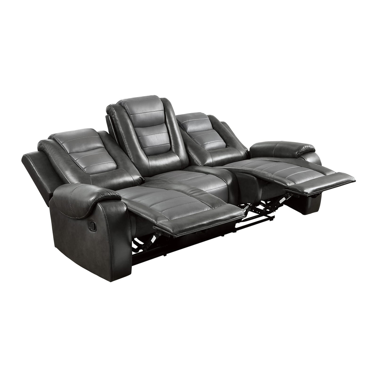 Modern Luxury Sofa - Dual Reclining with Gray Faux Leather