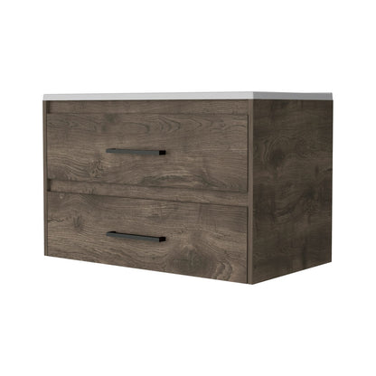 Maine Bathroom Vanity - Wall Mounted, 2 Drawers, Multicolor Particle Board