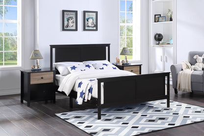 Black Solid Wood Nightstand - Youth Kids Storage