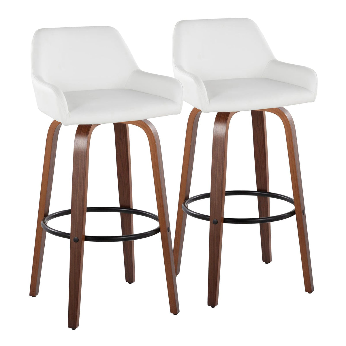 White Faux Leather Barstools for Kitchen Dining Room Set