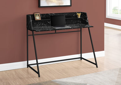 Computer Desk with Storage Shelves - Black Marble Look, 48"L