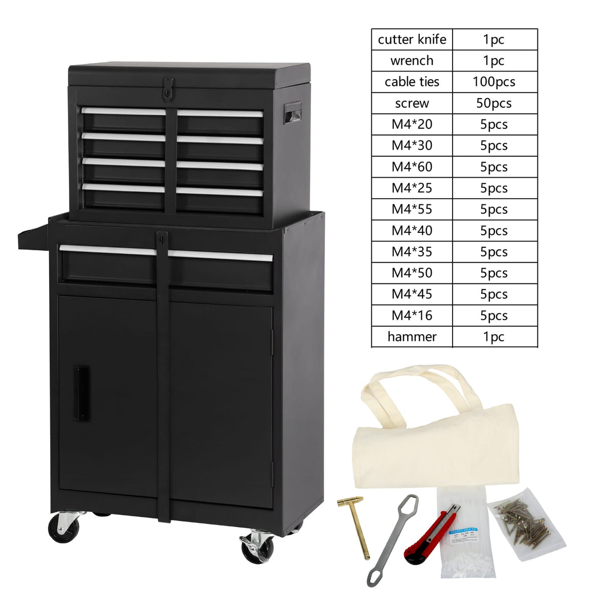 5-Drawer Rolling Tool Chest - Steel Storage Cabinet with Wheels