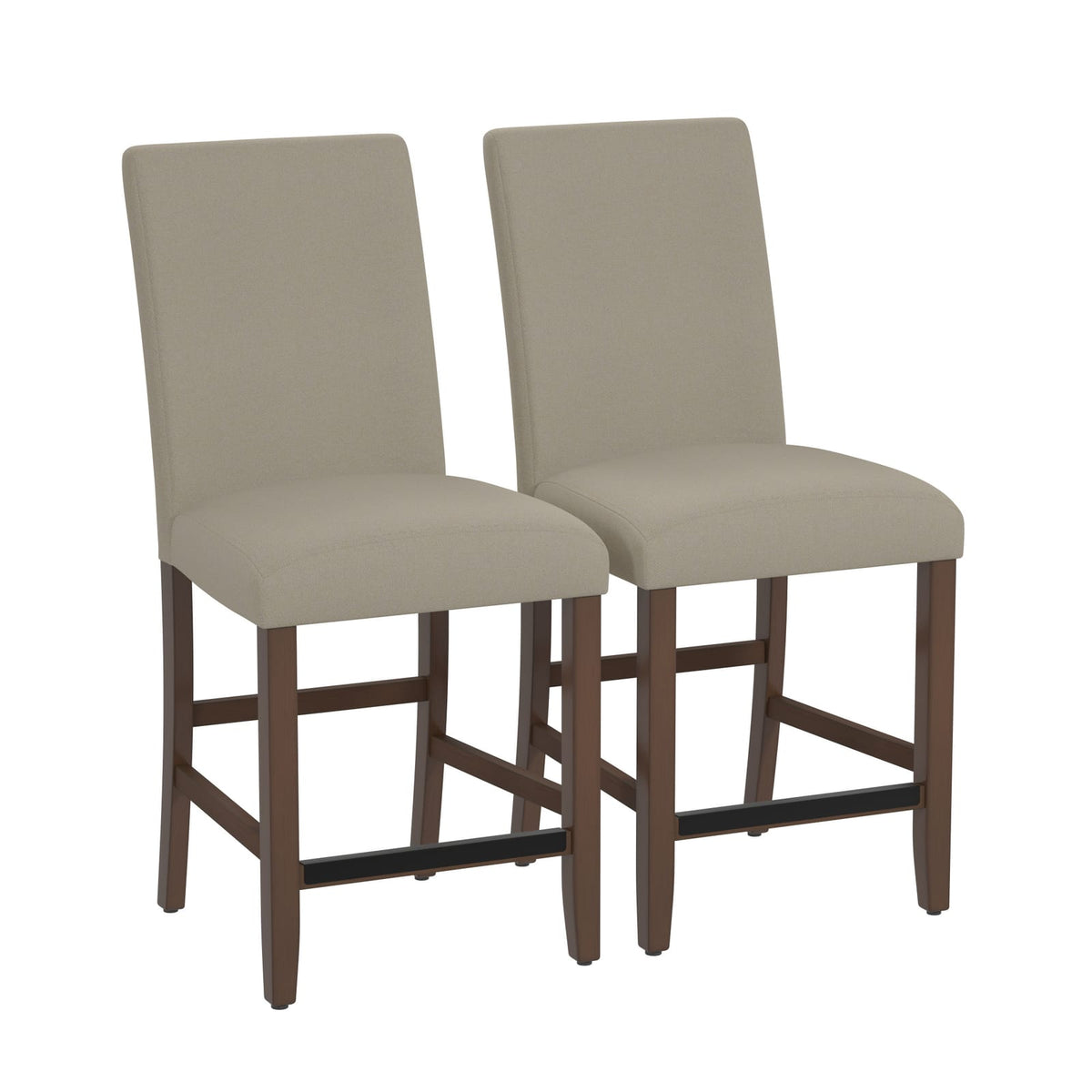 Brown Upholstered Barstools, Set of 2 - Dining Room Seating