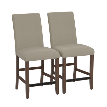 Brown Upholstered Barstools, Set of 2 - Dining Room Seating