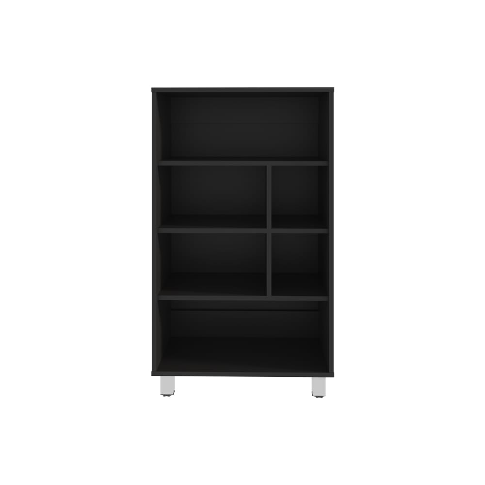 Midway Bookcase - Black Engineered Wood, 54" Wide Storage Shelf