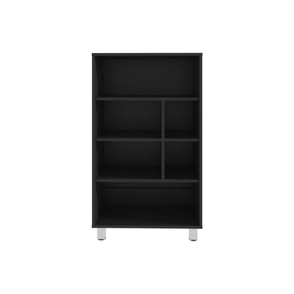 Midway Bookcase - Black Engineered Wood, 54" Wide Storage Shelf