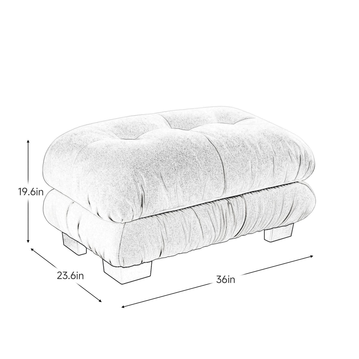 Green Chenille Ottoman - 36" Storage Footstool