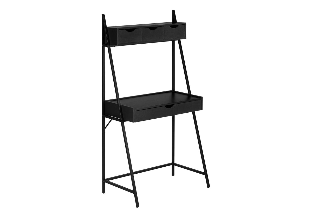 Black Metal Computer Desk with Storage Drawers for Home Office