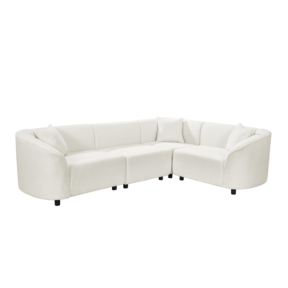 104" L-Shaped Curved Contemporary Sectional Sofa in Beige: Plush 4-Seater,