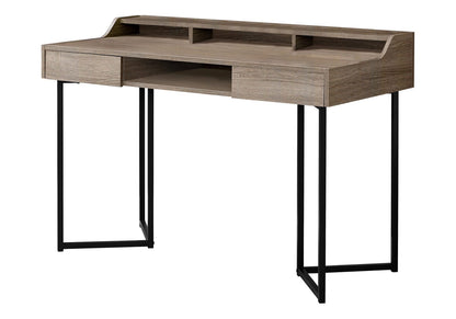 Home Office Compact Taupe MDF Office Desk with Storage Drawers for Modern