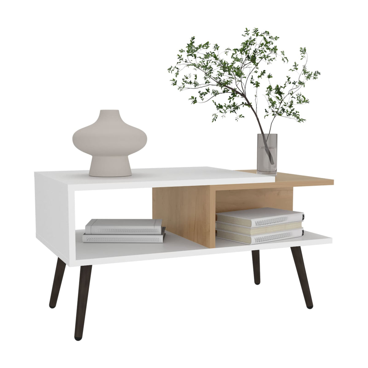 Modern Engineered Wood Coffee Table with Natural Finish for Living Rooms