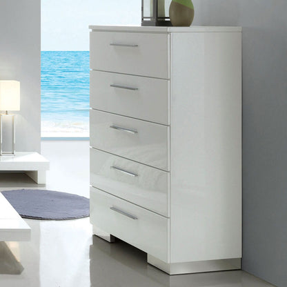 White Solid Wood Chest with Felt-Lined Drawers for Bedroom Storage