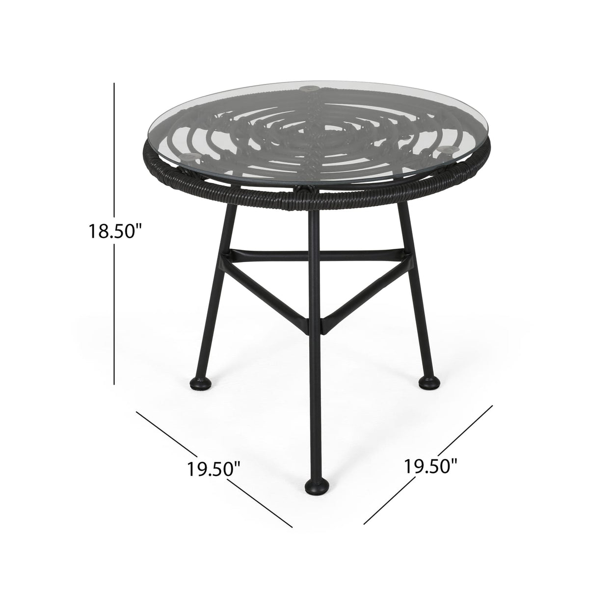 Grey Iron Rattan Side Table - Outdoor Patio Table