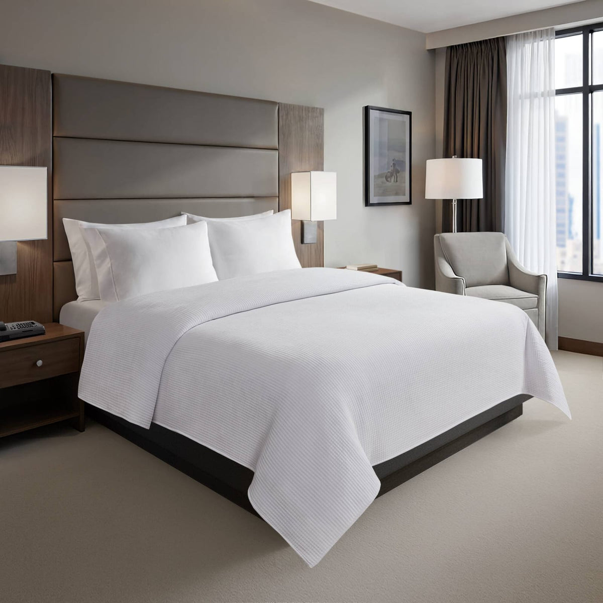 White Polyester Coverlet - Full/Queen Size