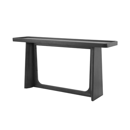 Farmhouse Console Table - Black Solid Wood Tray Top