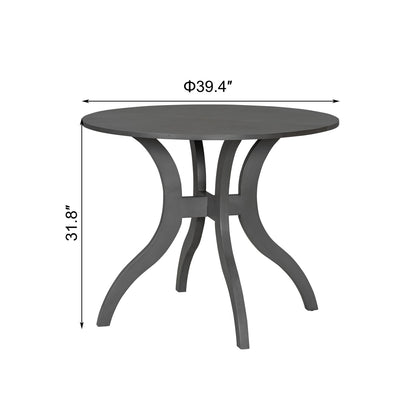 Oak Gray Round Dining Table 39.4" Traditional Solid Wood Legs, Timeless Elegance,