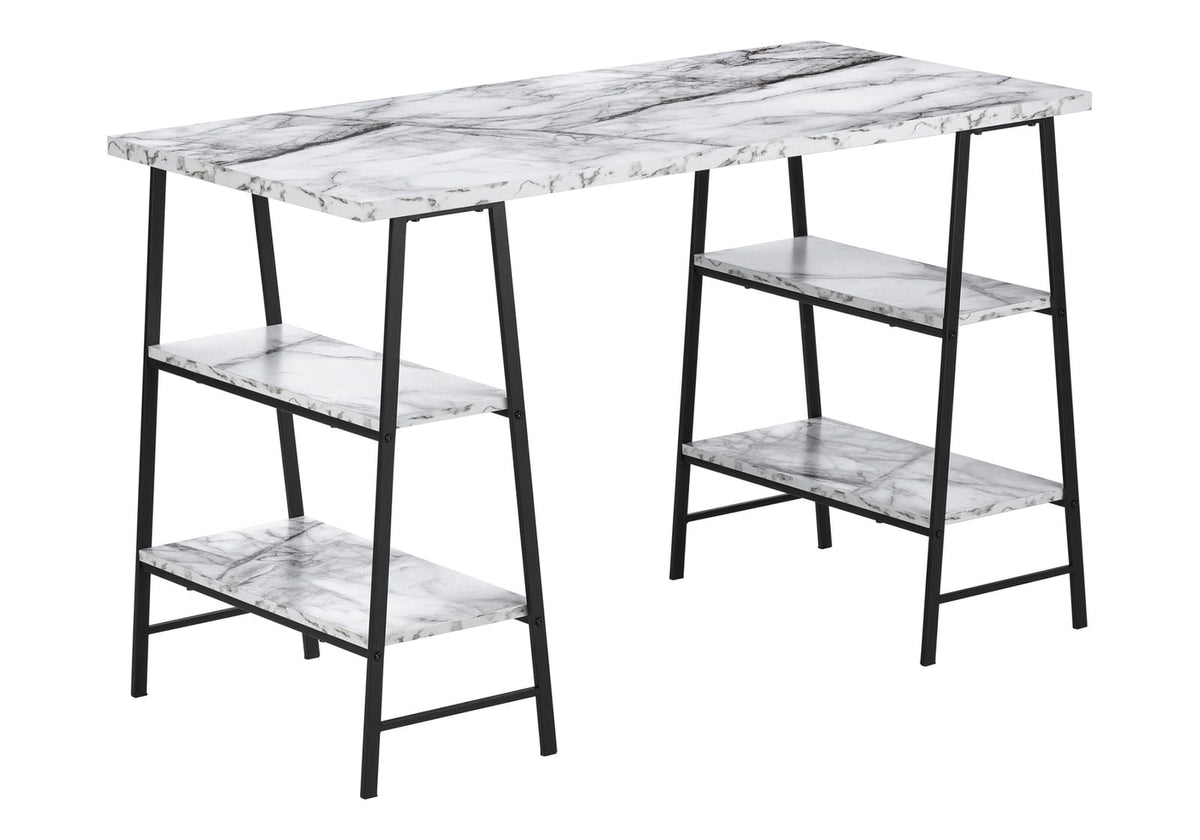 Computer Desk, White Metal & Laminate - 48" Storage Shelves