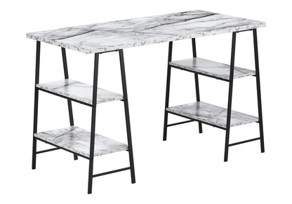 Computer Desk, White Metal & Laminate - 48" Storage Shelves