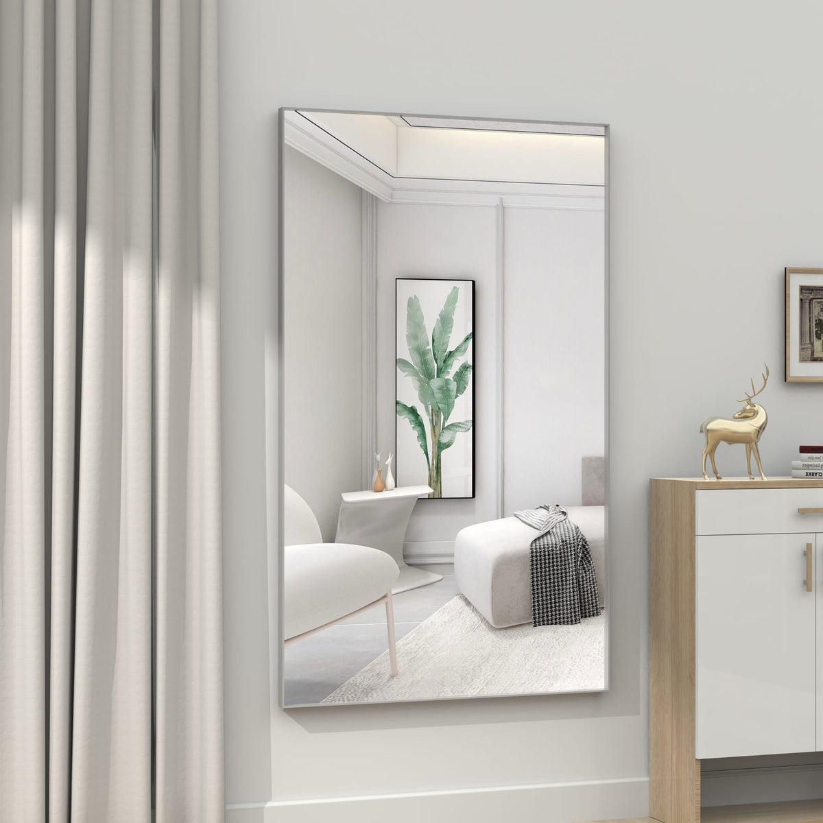 60x36" Oversized Rectangle Bathroom Mirror - Silver Frame