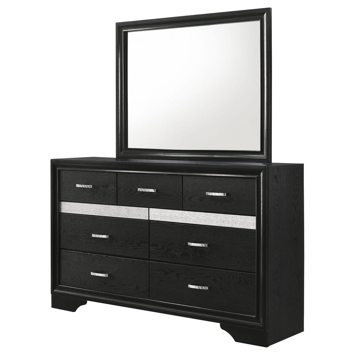 Black 7-Drawer Dresser Bedroom Furniture