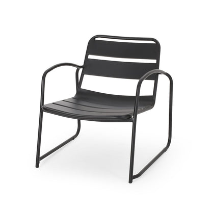 Matte Black Iron Patio Chair - 2 Person Set