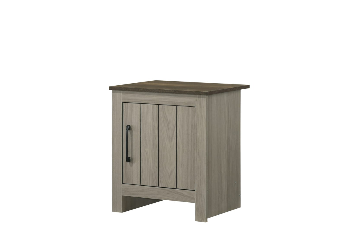 Gray Oak End Table with Storage - 16" W Nightstand