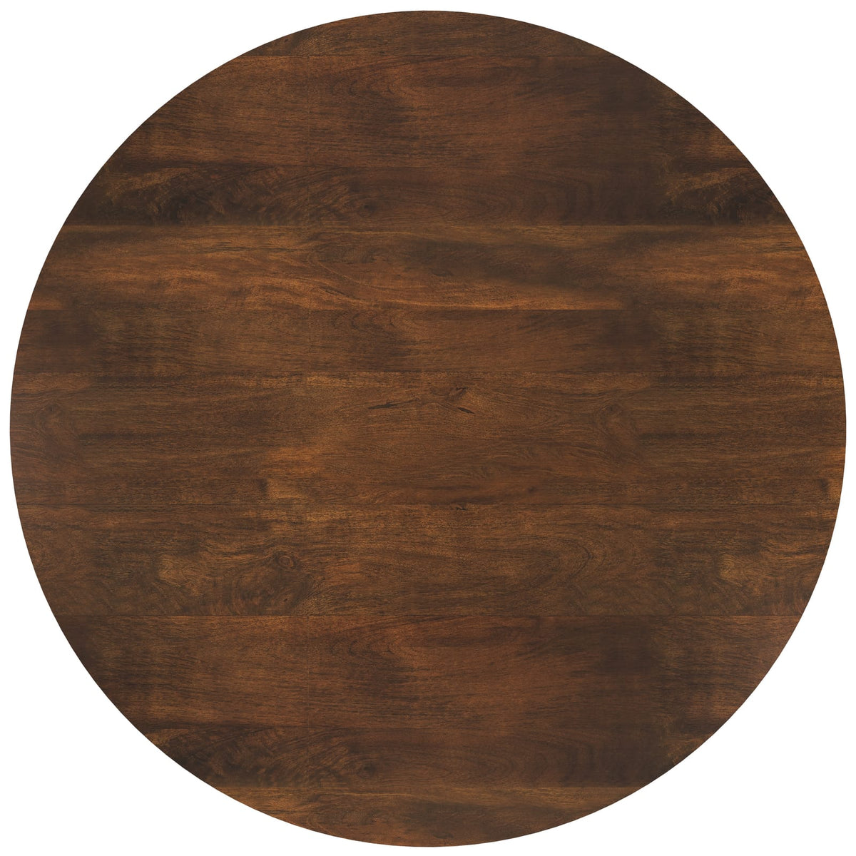Walnut Brown Round Coffee Table with Black Metal Legs for Living Room