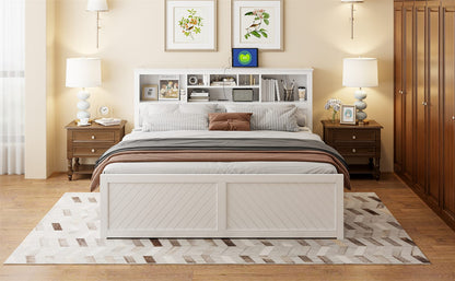 King Size White Wood Platform Bed Frame