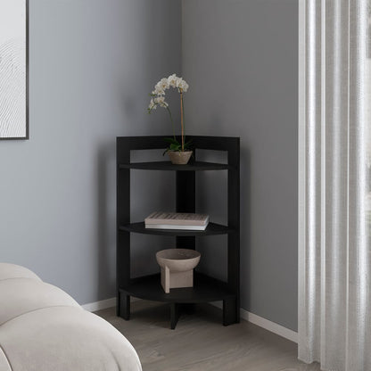 Black Three-Tier Corner Table - Living Room Storage