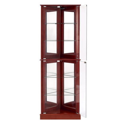 Cherry Mirrored Corner Curio Cabinet - 72" Display Cabinet