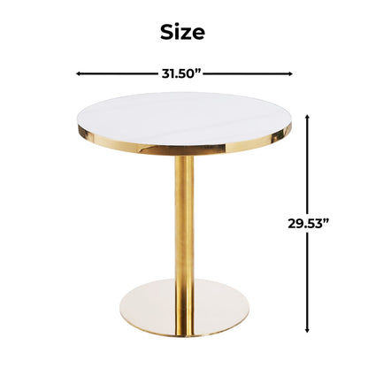 Golden White Pedestal Table - Modern Coffee Table 31.5 Inch