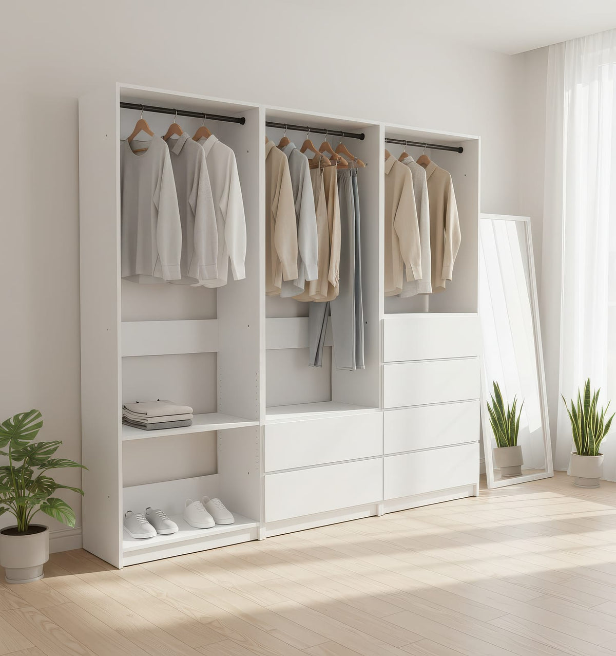 Prosper White Freestanding Walk-In Closet System - Wood & Melamine