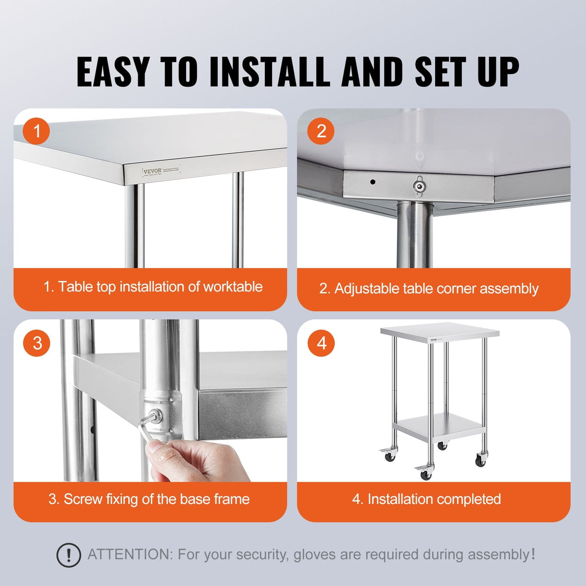 24 Inch Stainless Steel Work Table - Silver