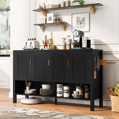 Black 55 Inch Sideboard Buffet - MDF Storage Cabinet
