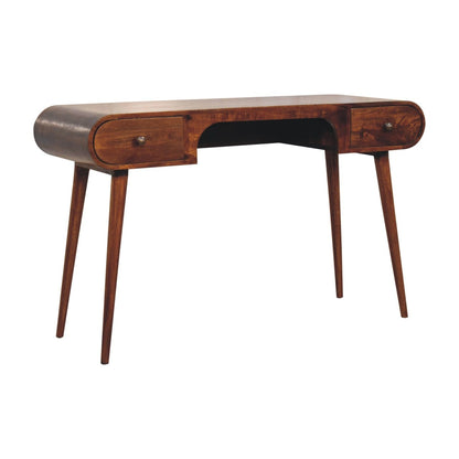 Solid Mango Wood London Arch Desk - 2 Drawers, Brown