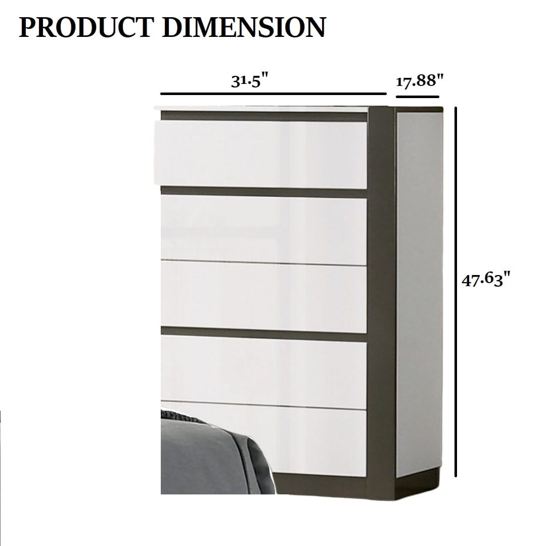 Grey & White Solid Wood Chest Drawers Bedroom Dresser