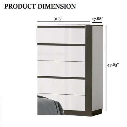 Grey & White Solid Wood Chest Drawers Bedroom Dresser