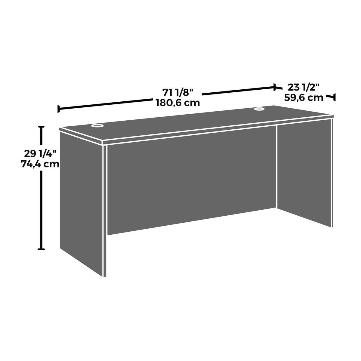 Brown Rectangular Desk - 72" x 24" Office Desk Top