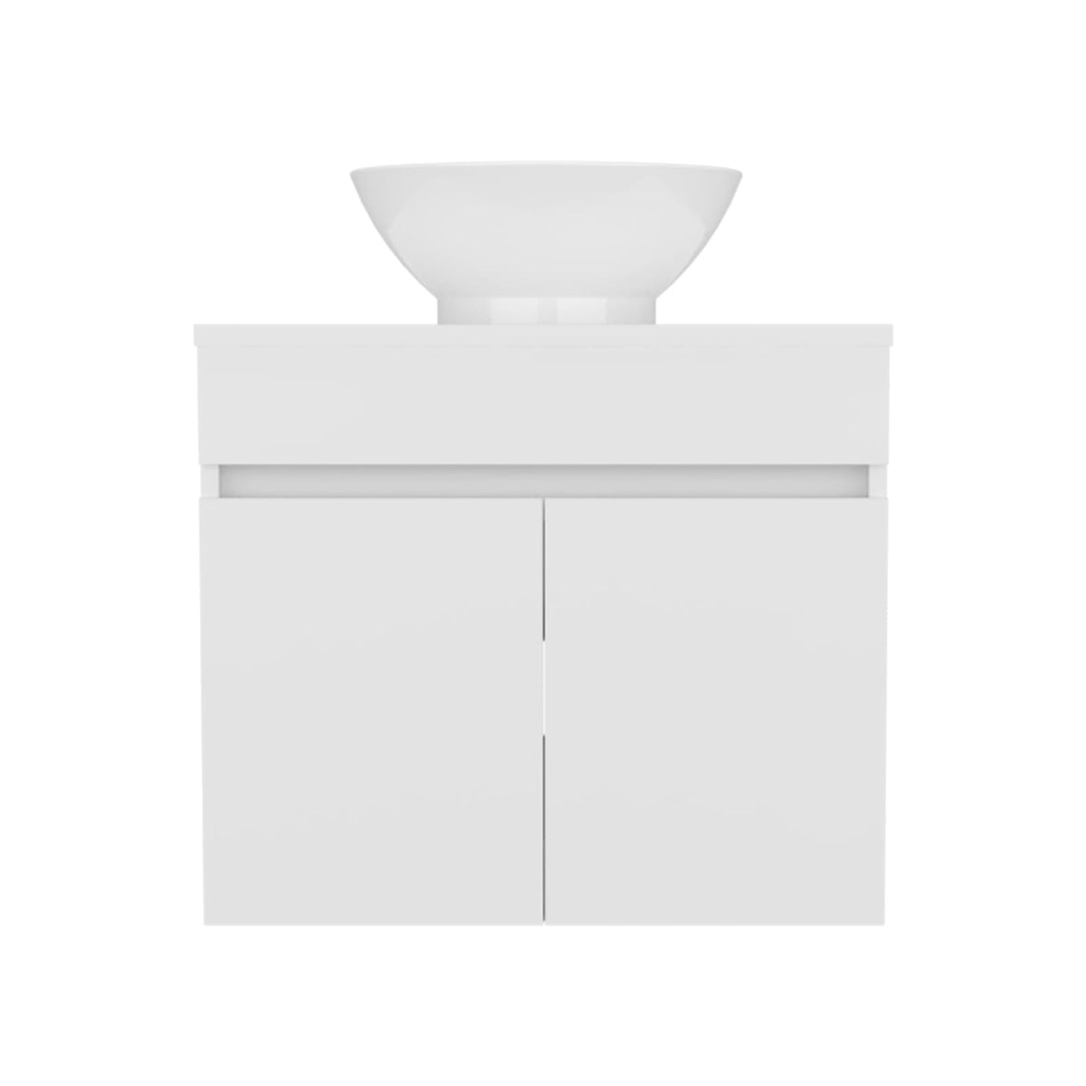 White Vessel Sink Vanity - 2 Drawers, MDF Storage