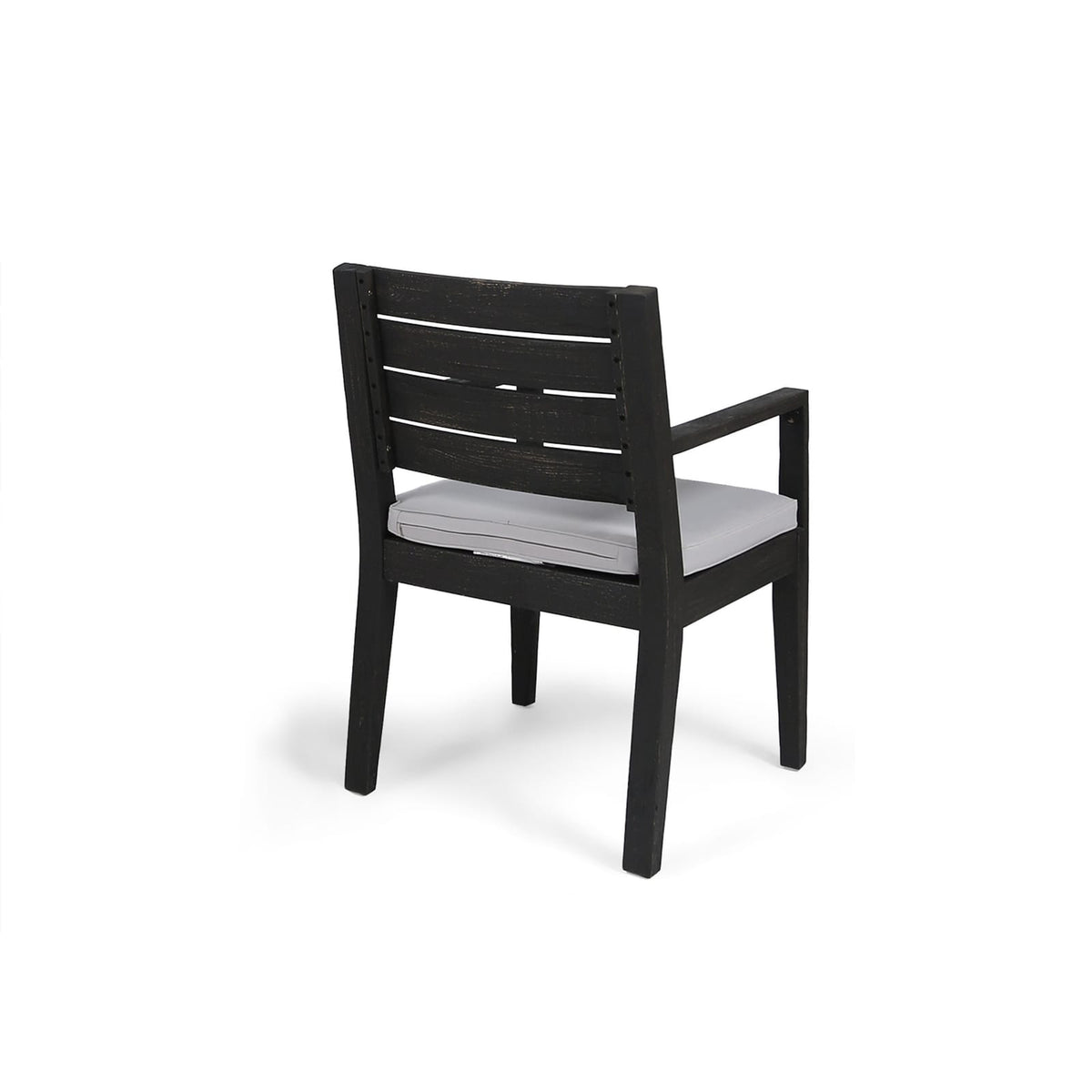 Outdoor Acacia Wood Dining Set - 6 Seats, Dark Grey Cushions