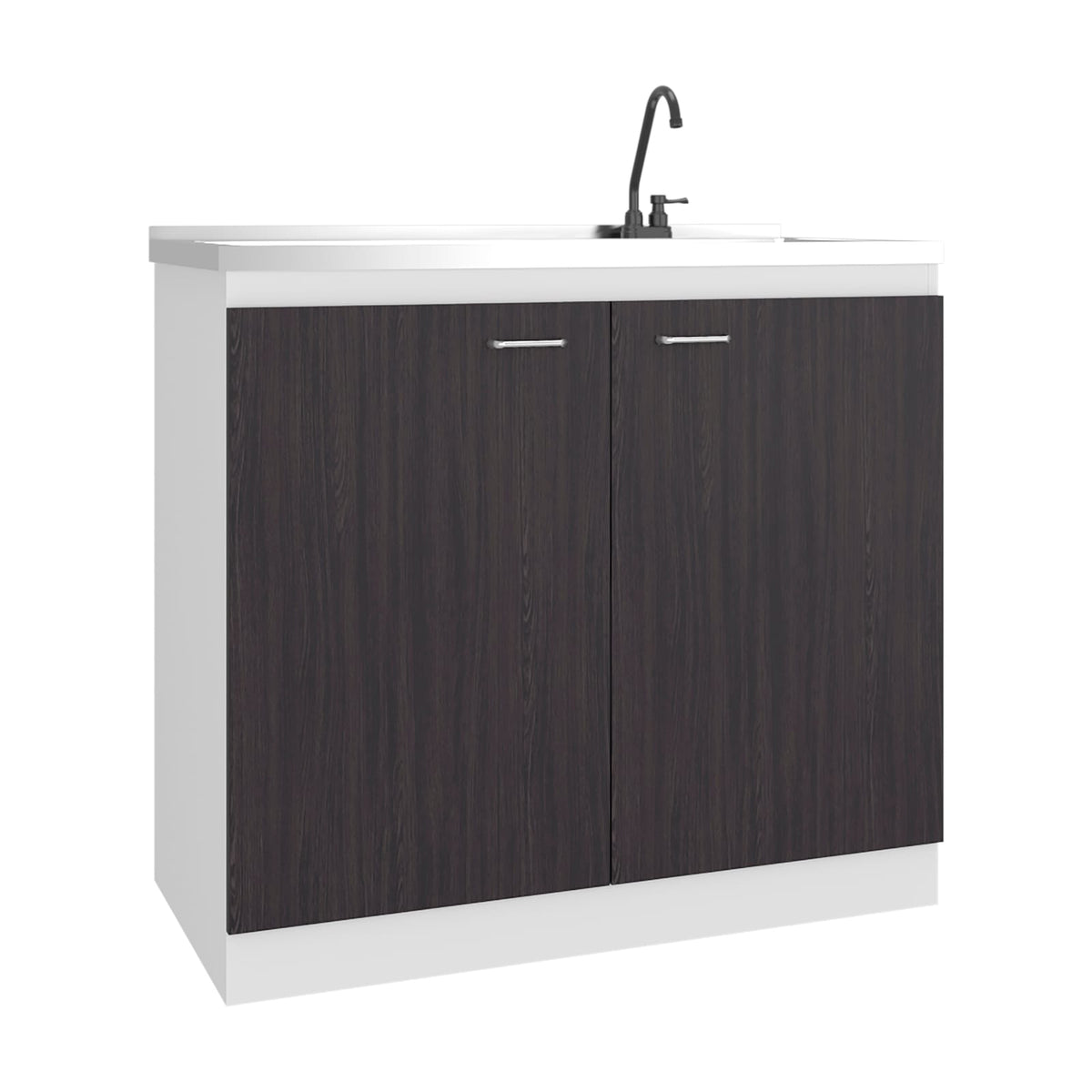 Black & White Print Utility Sink with Cabinet - 20.6 x 39.4 x 35.4", Engineered Wood