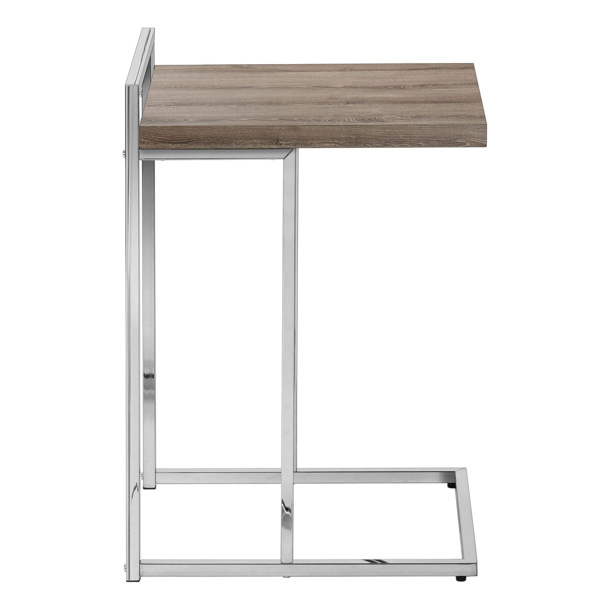 C-Shaped Accent Table - Taupe & Chrome for Living Room