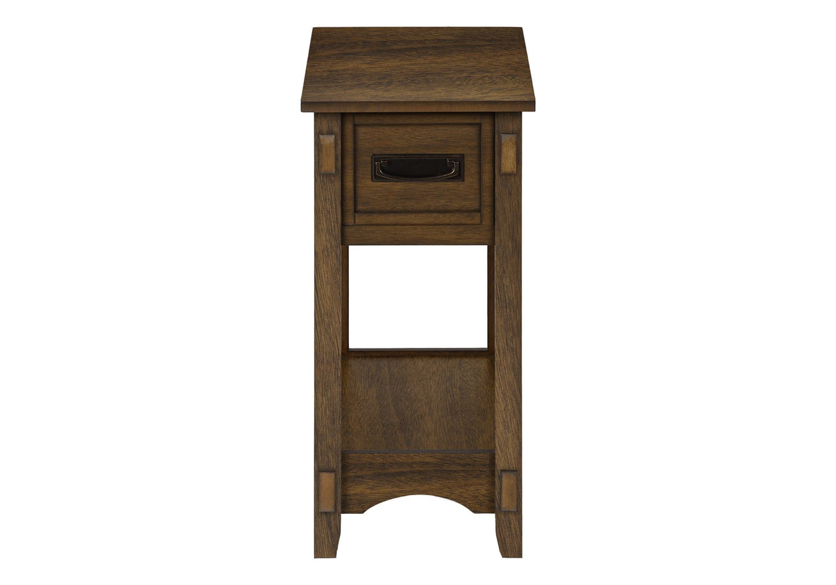 24 Inch Walnut Accent Table with Storage Drawer