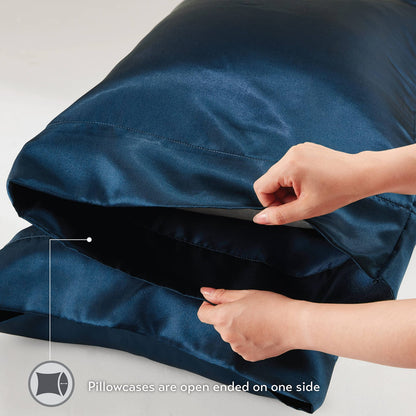 Blue Polyester Pillowcase Set - Standard Size 2 Piece